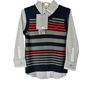 NWT Deux Par Deux Boy's Sweater Vest Set